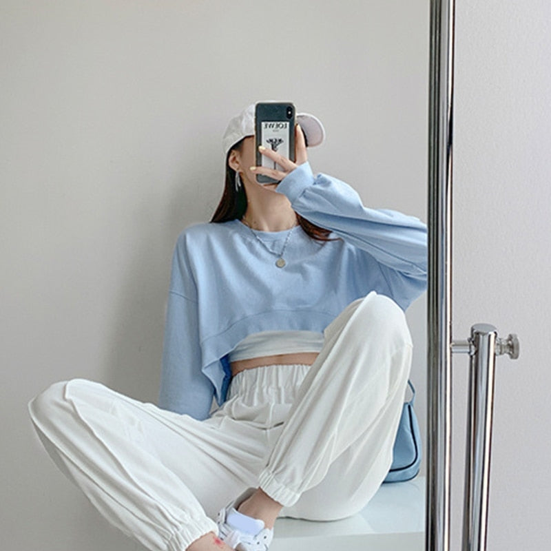 Long Sleeved Crop Top Sweatshirt