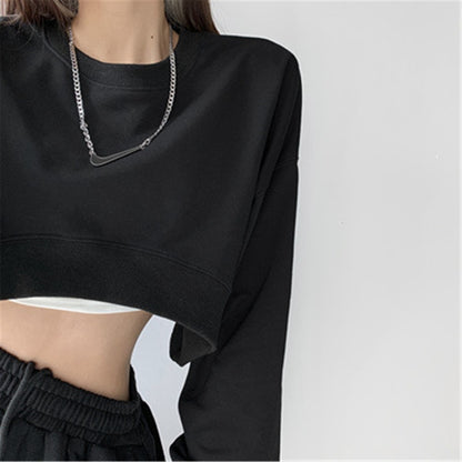 Long Sleeved Crop Top Sweatshirt