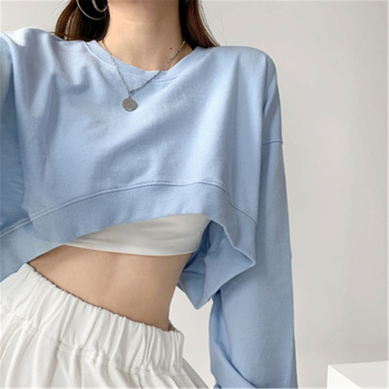 Long Sleeved Crop Top Sweatshirt