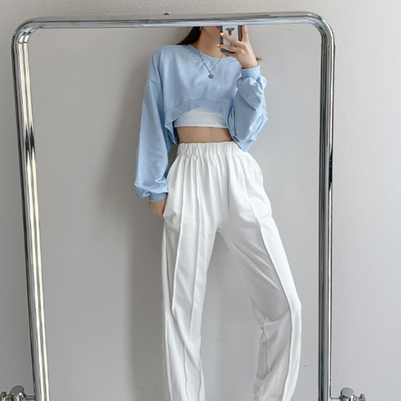 Long Sleeved Crop Top Sweatshirt