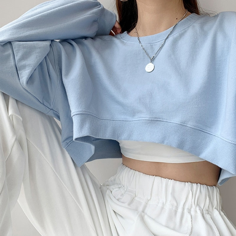 Long Sleeved Crop Top Sweatshirt