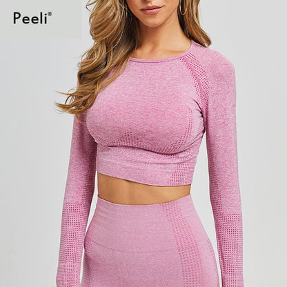 Peeli Long Sleeve Gym Crop Top Sports Top