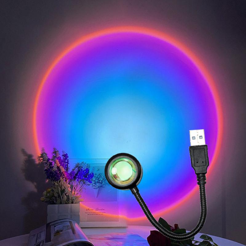 Sunset Lamp LED USB Rainbow Neon Night Light Projector