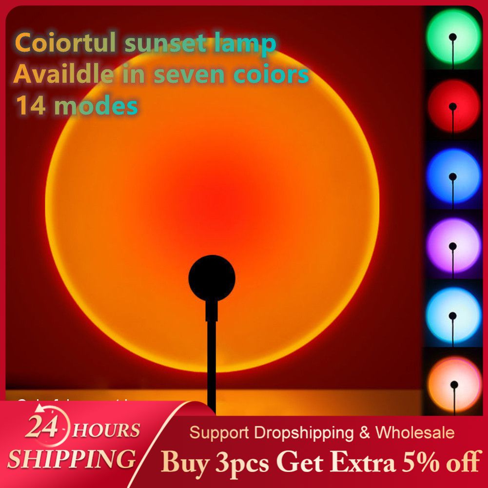 Sunset Lamp LED USB Rainbow Neon Night Light Projector